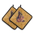 Carolines Treasures Carolines Treasures 8858PTHD Butterfly on Gold Pair of Pot Holders; 7.5 x 3 x 7.5 in. 8858PTHD